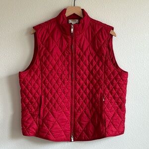 Talbots Women’s Shine Quilted Red Vest size XL